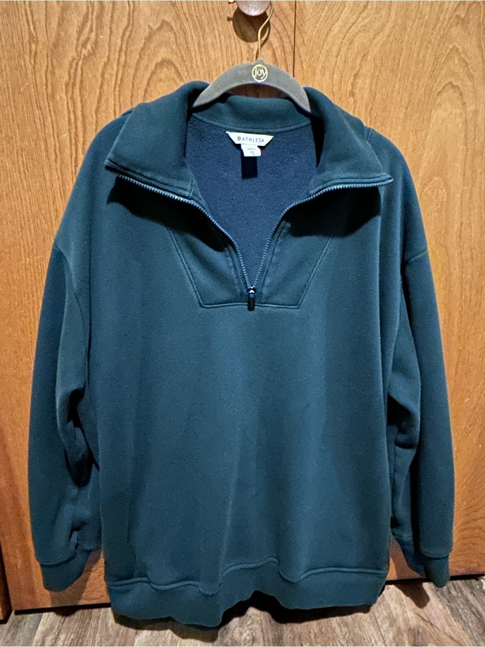 Athleta Women’s Dark Green Quarter-Zip Fleece Pullover Sweatshirt Size XL